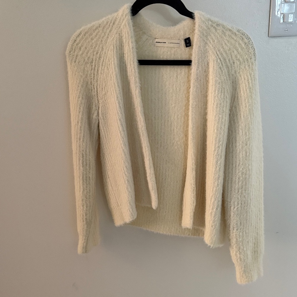 Anthropologie Cream Open-Front Cardigan